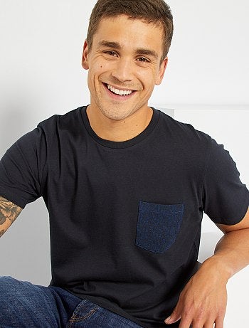 T-shirt poche contrastée