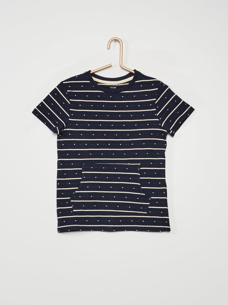 T-shirt poche kangourou bleu marine - Kiabi