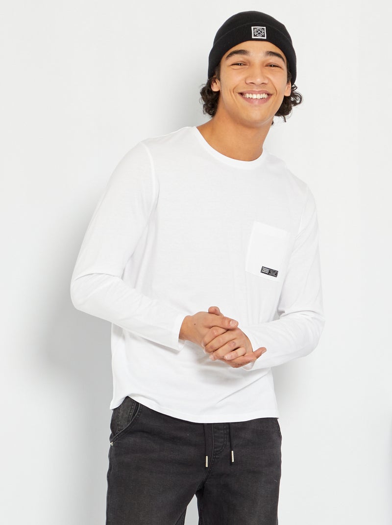 T-shirt poche poitrine blanc - Kiabi