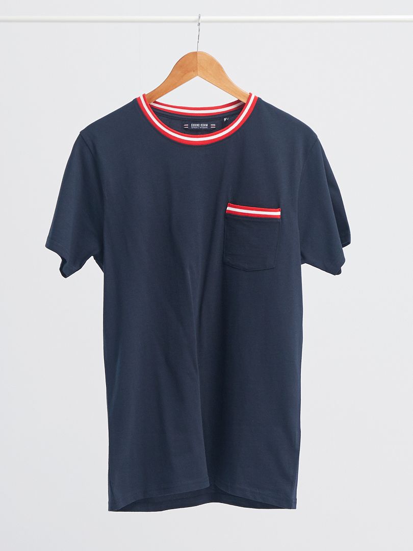 T-shirt poche poitrine bleu marine - Kiabi
