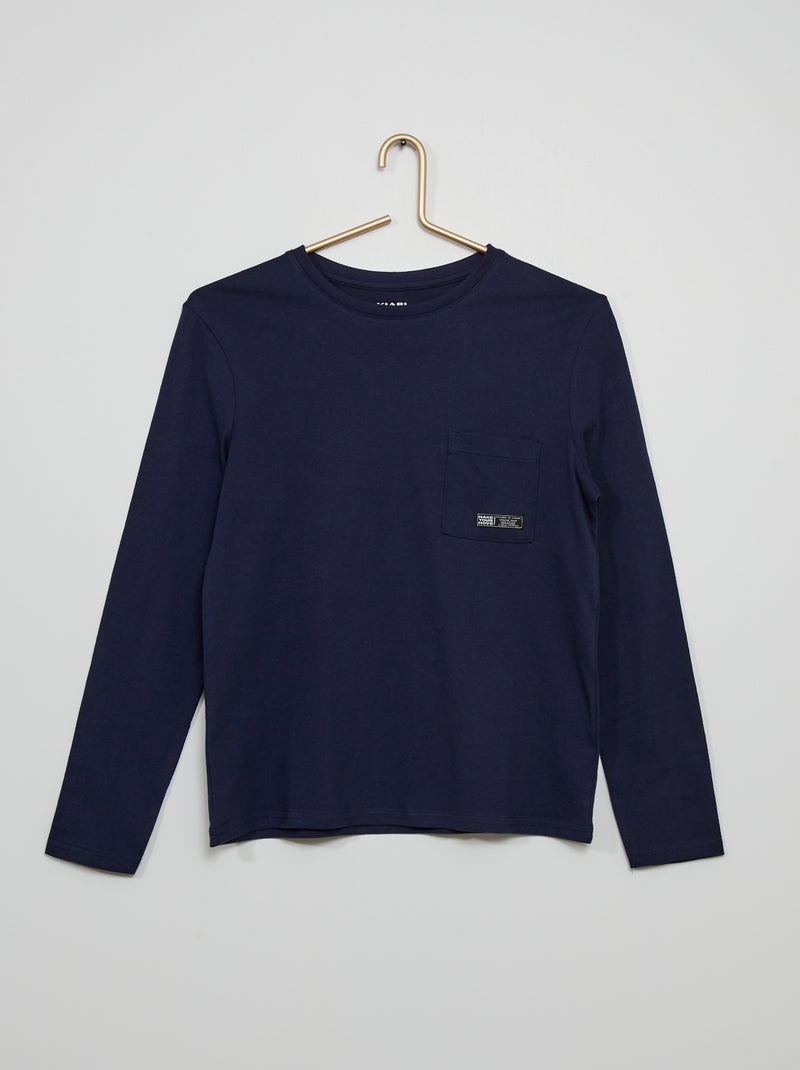 T-shirt poche poitrine bleu marine - Kiabi