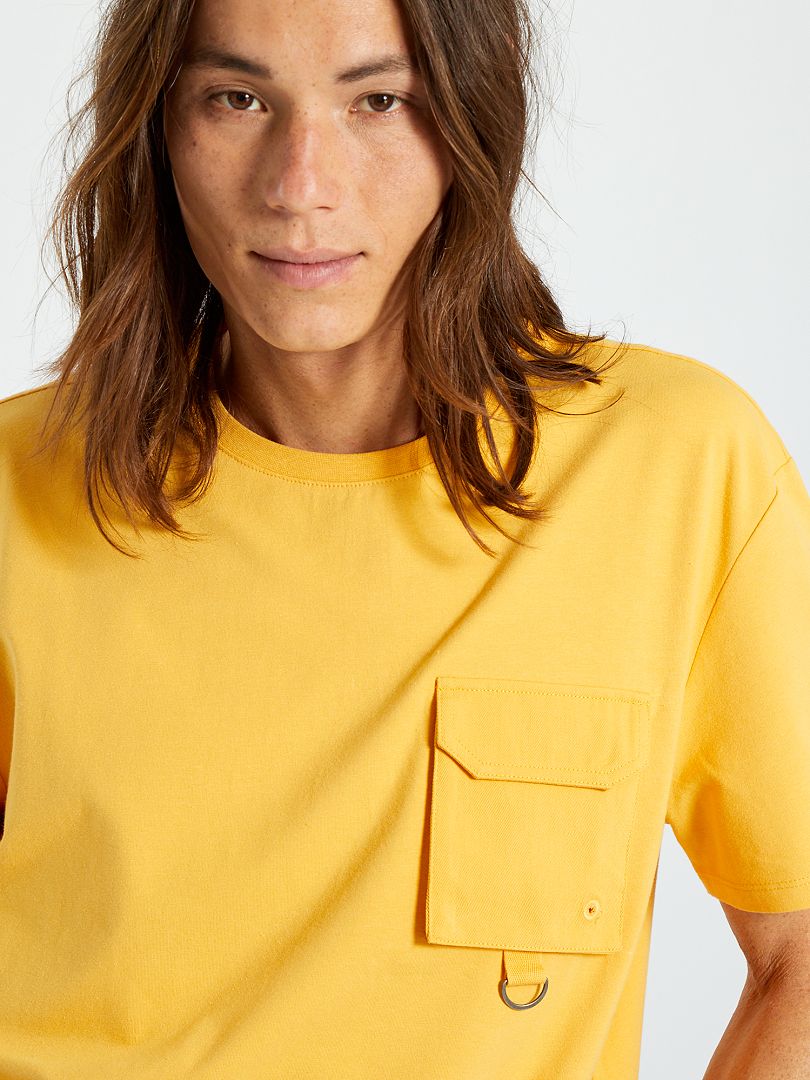 T-shirt poche poitrine jaune - Kiabi