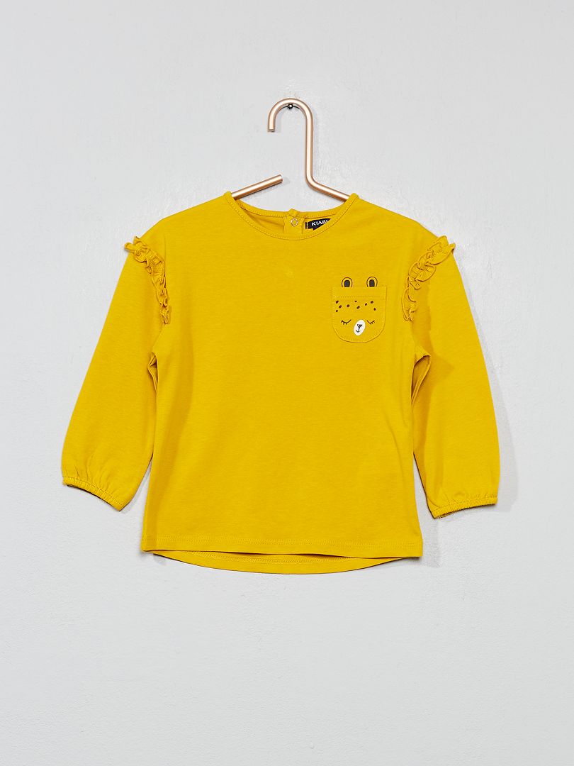 T-shirt poche poitrine 'léopard' jaune - Kiabi