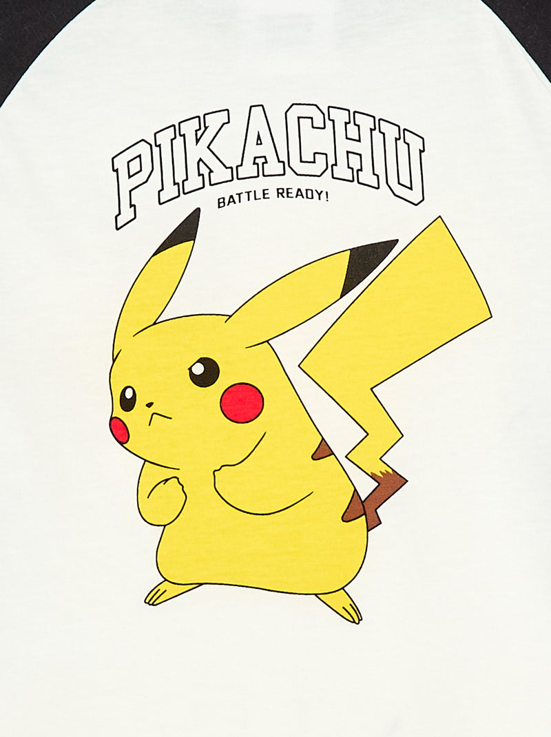 T-shirt 'Pokémon' à manches longues Blanc/noir - Kiabi