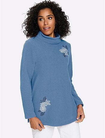 T-shirt polaire superbe broderie florale - taille standard - moda vilona