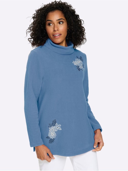 T-shirt polaire superbe broderie florale - taille standard - moda vilona - Kiabi T-shirt polaire superbe broderie florale - taille standard - moda vilona - Kiabi