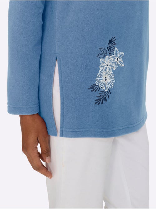 T-shirt polaire superbe broderie florale - taille standard - moda vilona - Kiabi T-shirt polaire superbe broderie florale - taille standard - moda vilona - Kiabi