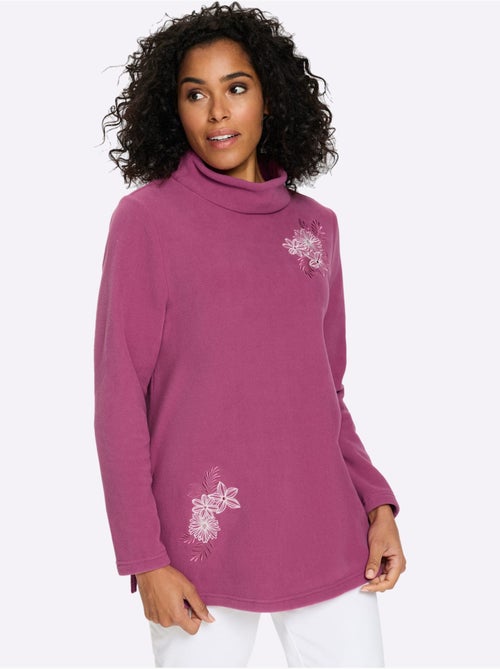 T-shirt polaire superbe broderie florale - taille standard - moda vilona - Kiabi T-shirt polaire superbe broderie florale - taille standard - moda vilona - Kiabi