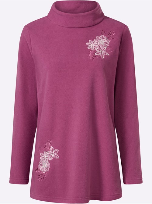 T-shirt polaire superbe broderie florale - taille standard - moda vilona - Kiabi T-shirt polaire superbe broderie florale - taille standard - moda vilona - Kiabi