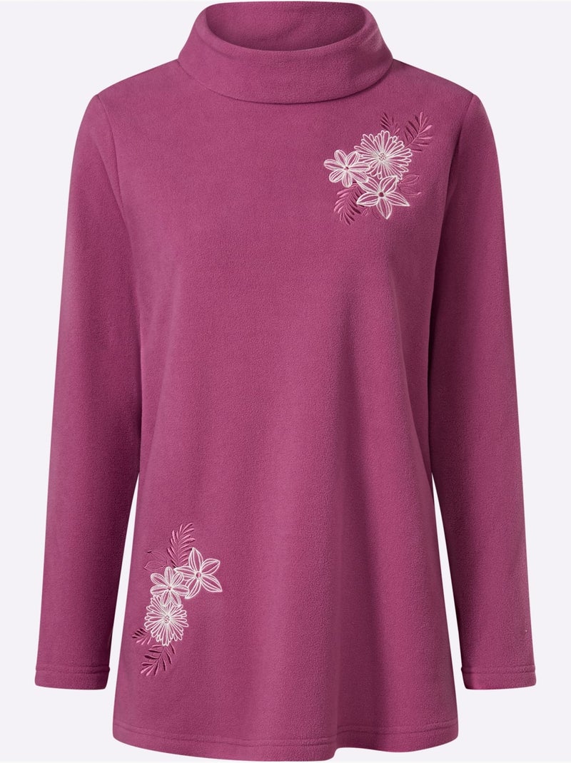 T-shirt polaire superbe broderie florale - taille standard - moda vilona Bruyère/Menthe - Kiabi