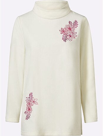 T-shirt polaire superbe broderie florale - taille standard - moda vilona