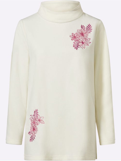 T-shirt polaire superbe broderie florale - taille standard - moda vilona - Kiabi