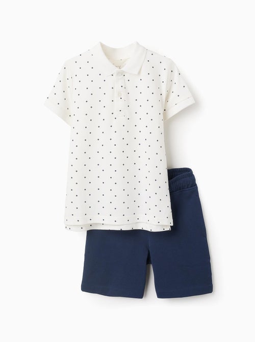 T-Shirt-Polo à Pois + Short - Kiabi