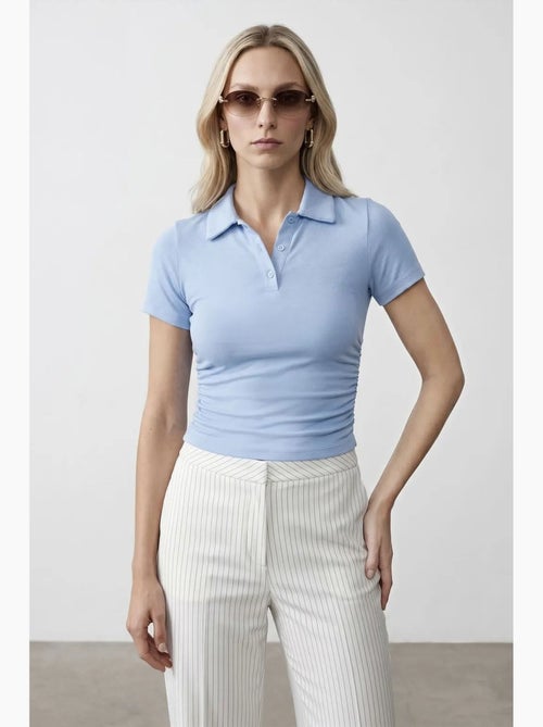 T-shirt polo court femme, coupe slim dilvin - Kiabi T-shirt polo court femme, coupe slim dilvin - Kiabi