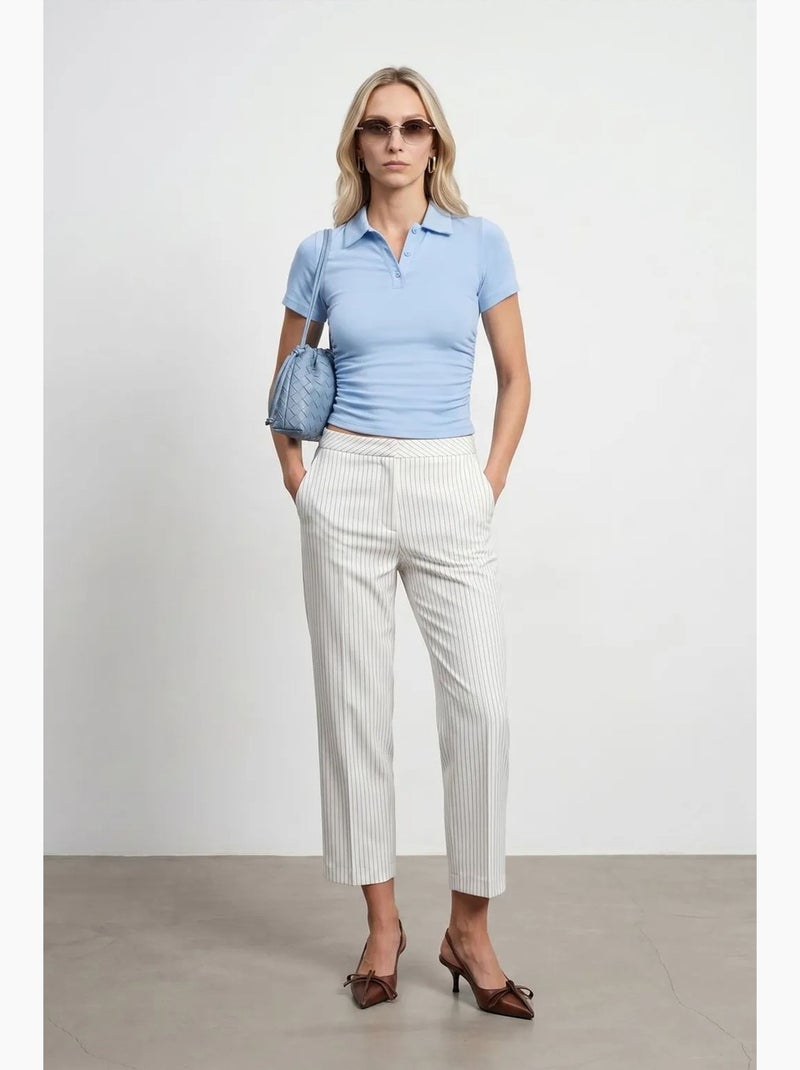 T-shirt polo court femme, coupe slim dilvin Bleu ciel - Kiabi