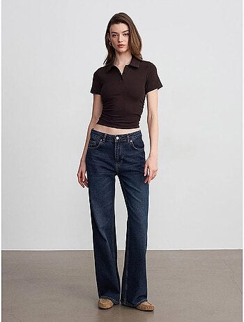 Dilvin t-shirt polo court femme, coupe slim