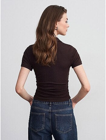 Dilvin t-shirt polo court femme, coupe slim