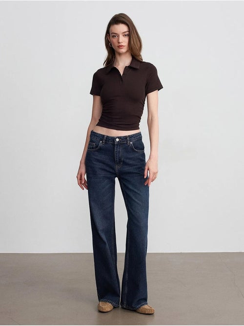 T-shirt polo court femme, coupe slim dilvin - Kiabi