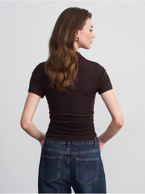 T-shirt polo court femme, coupe slim dilvin - Kiabi
