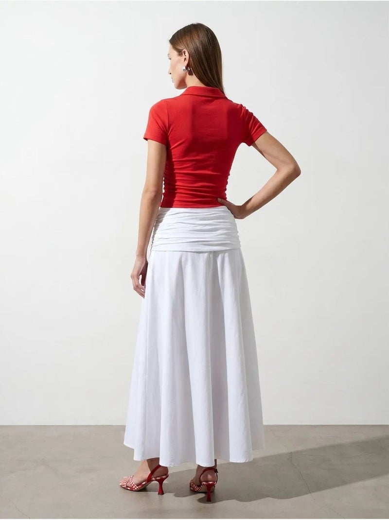 T-shirt Polo Court Femme, Coupe Slim Rouge - Kiabi