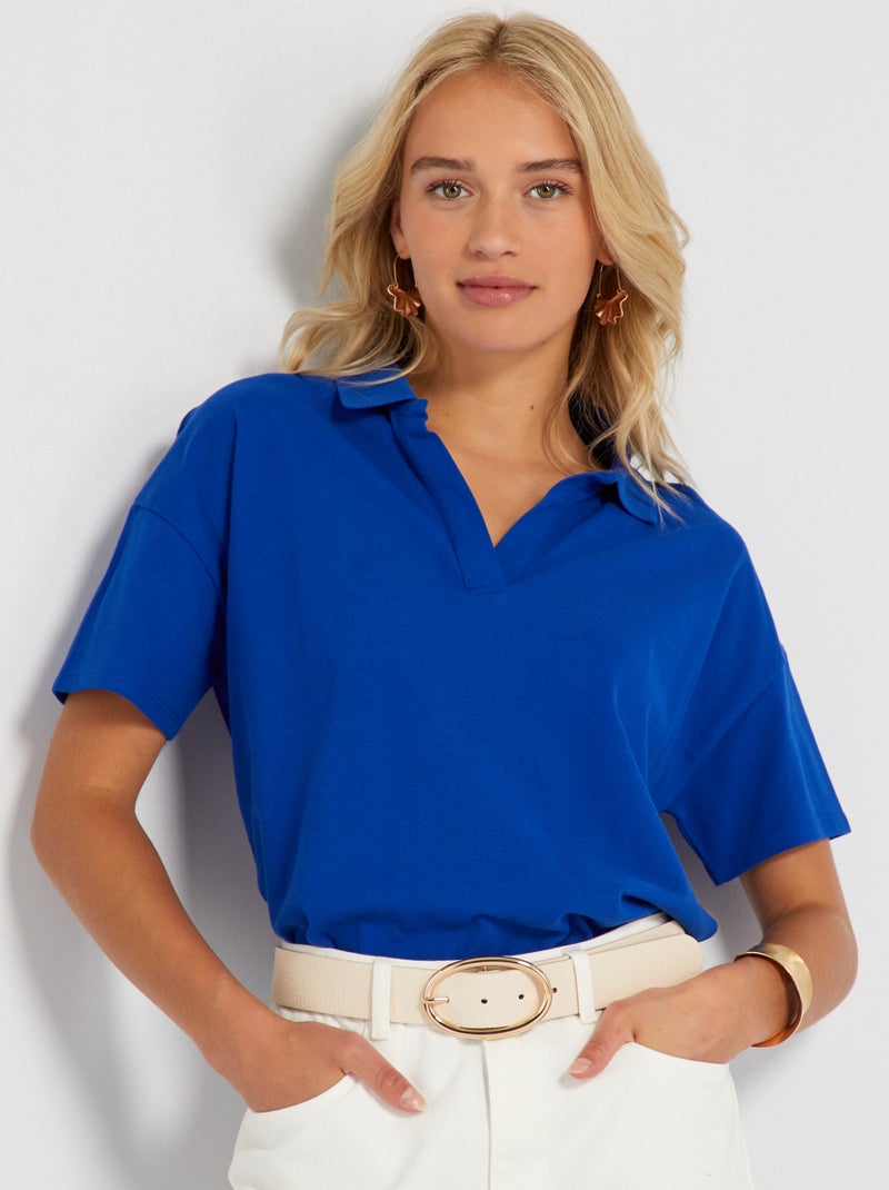 T-shirt polo en piqué de coton Bleu - Kiabi