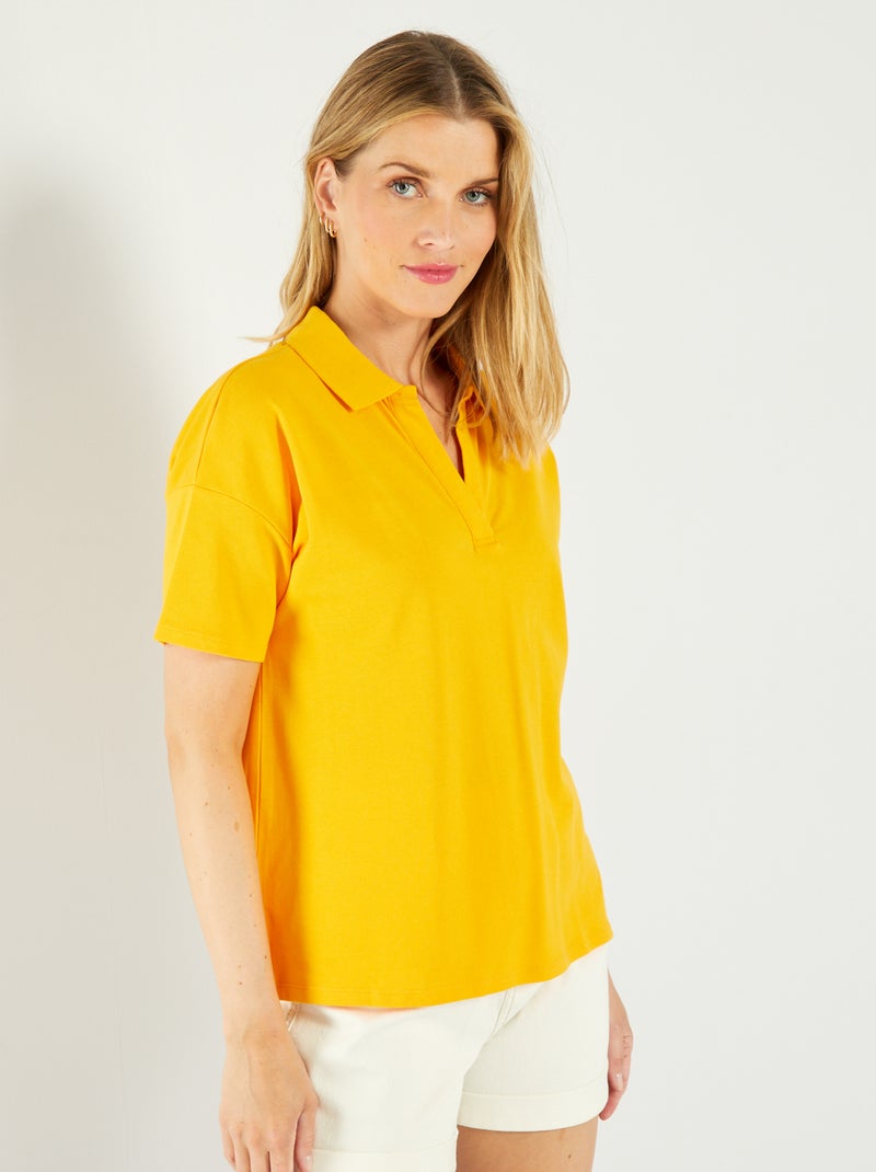 T-shirt polo en piqué de coton Jaune - Kiabi