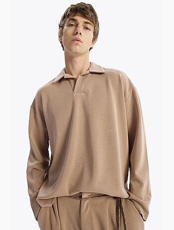 T-shirt polo homme à manches longues, coupe ample giesto