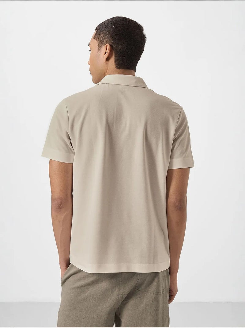 T-shirt polo homme en coton et élasthanne tommy Beige argile - Kiabi