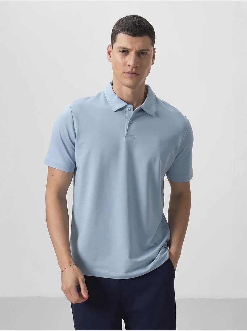T-shirt polo homme en coton et élasthanne tommy Bleu ciel - Kiabi