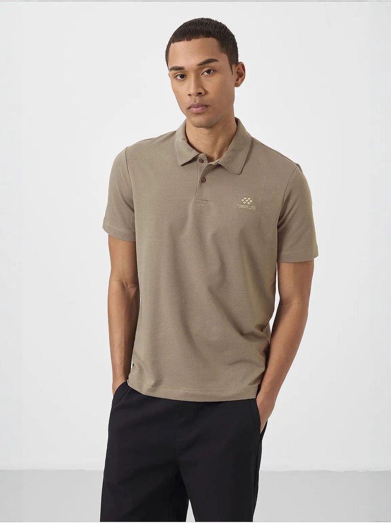 T-shirt polo homme en coton et élasthanne tommy Grège - Kiabi