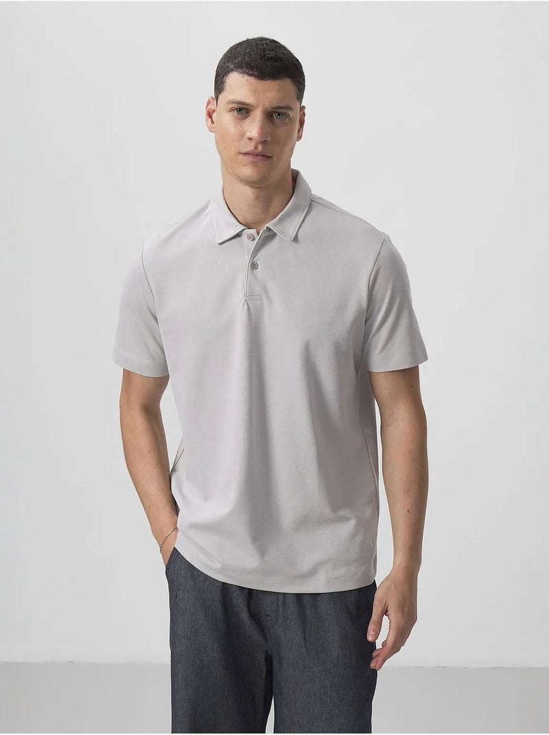 T-shirt polo homme en coton et élasthanne tommy Gris clair - Kiabi
