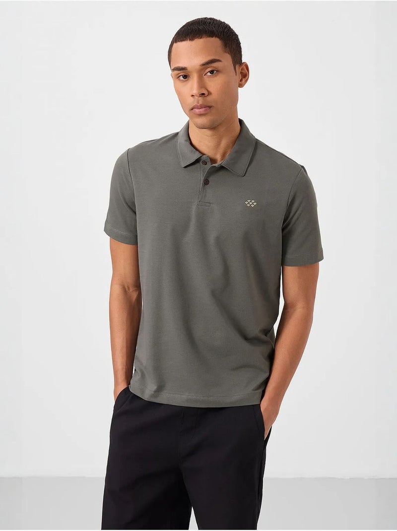 T-shirt polo homme en coton et élasthanne tommy Gris foncé - Kiabi