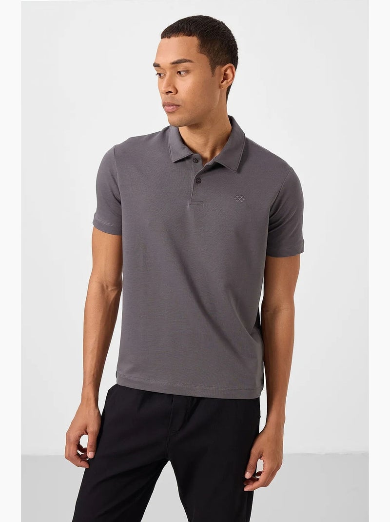 T-shirt polo homme en coton et élasthanne tommy Gris moyen - Kiabi