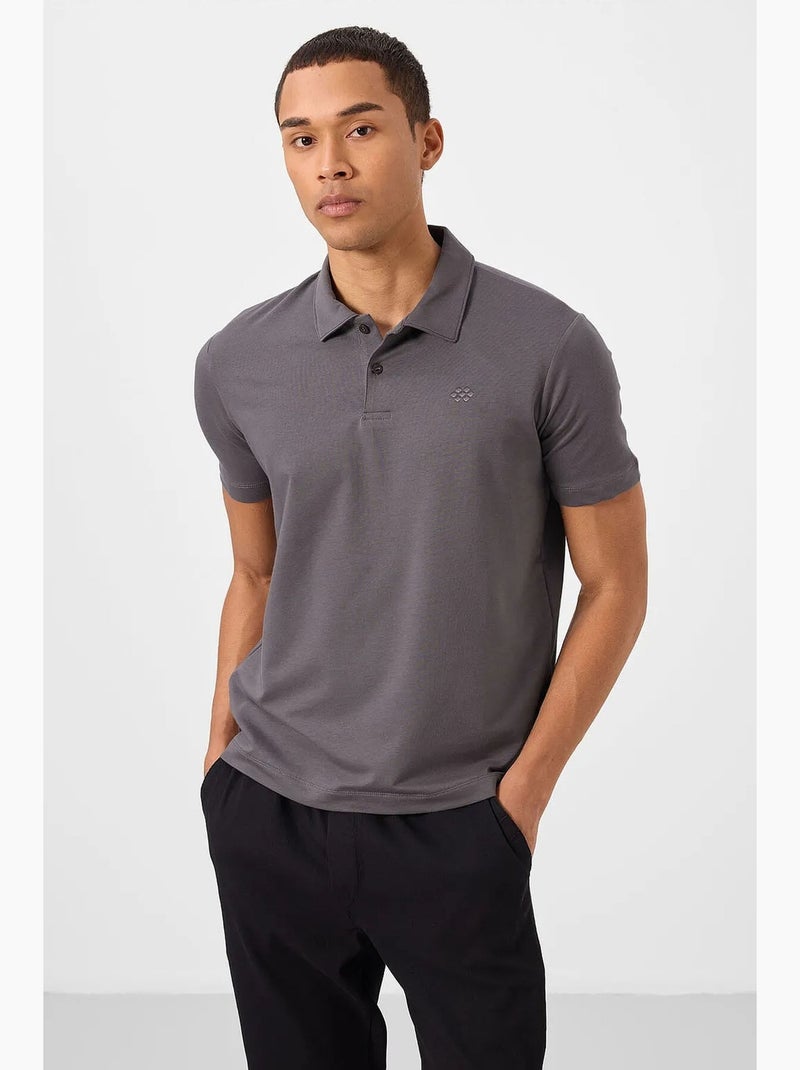 T-shirt polo homme en coton et élasthanne tommy Gris moyen - Kiabi