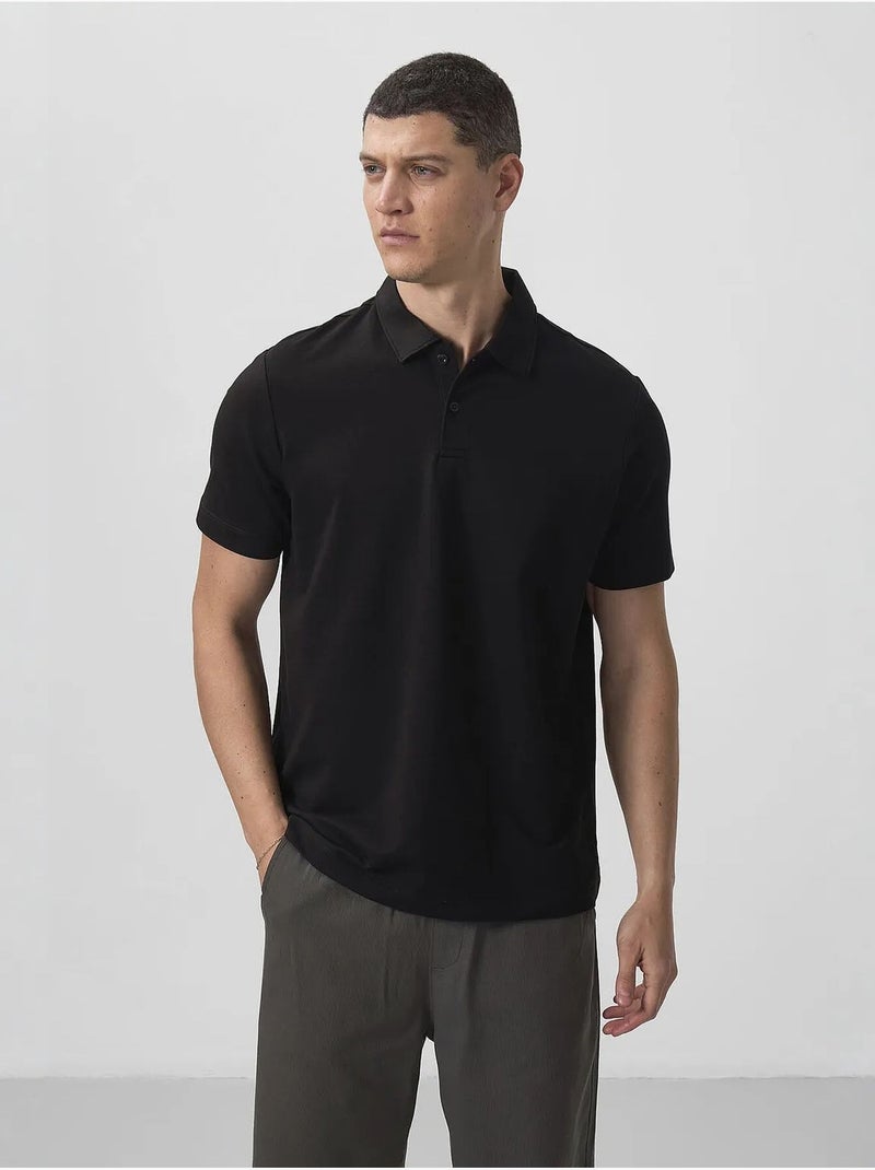 T-shirt polo homme en coton et élasthanne tommy Noir - Kiabi