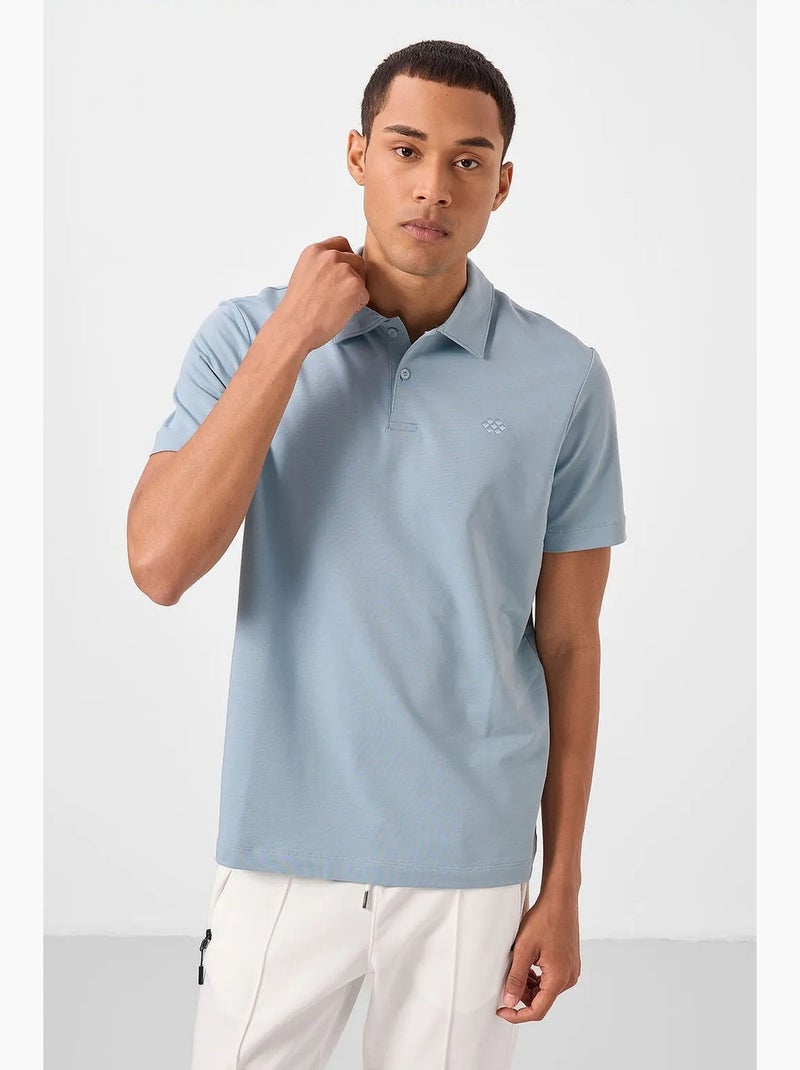 T-shirt polo homme en mélange de coton tommy Bleu pastel - Kiabi