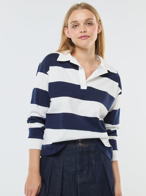 T-shirt polo oversize rayé - Kiabi