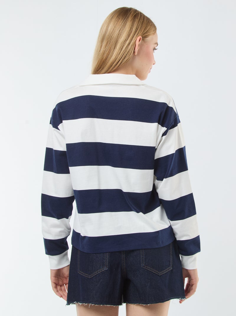 T-shirt polo oversize rayé Bleu - Kiabi