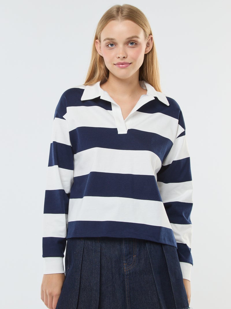 T-shirt polo oversize rayé Bleu - Kiabi