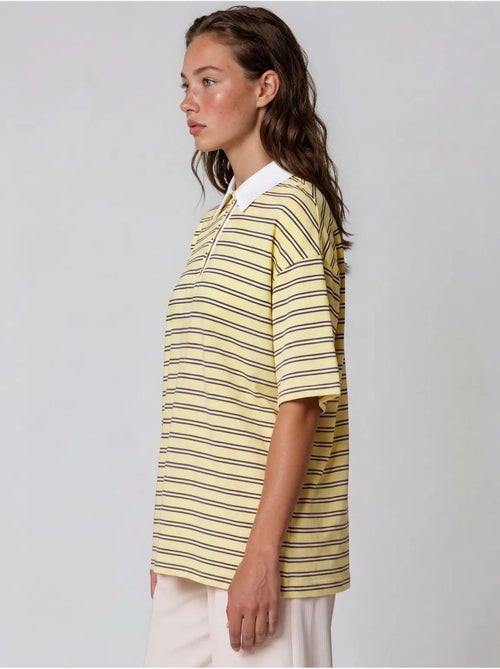 T-shirt polo rayé en coton pour femme busem - Kiabi T-shirt polo rayé en coton pour femme busem - Kiabi