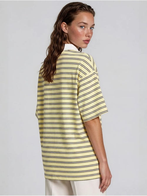 T-shirt polo rayé en coton pour femme busem - Kiabi T-shirt polo rayé en coton pour femme busem - Kiabi