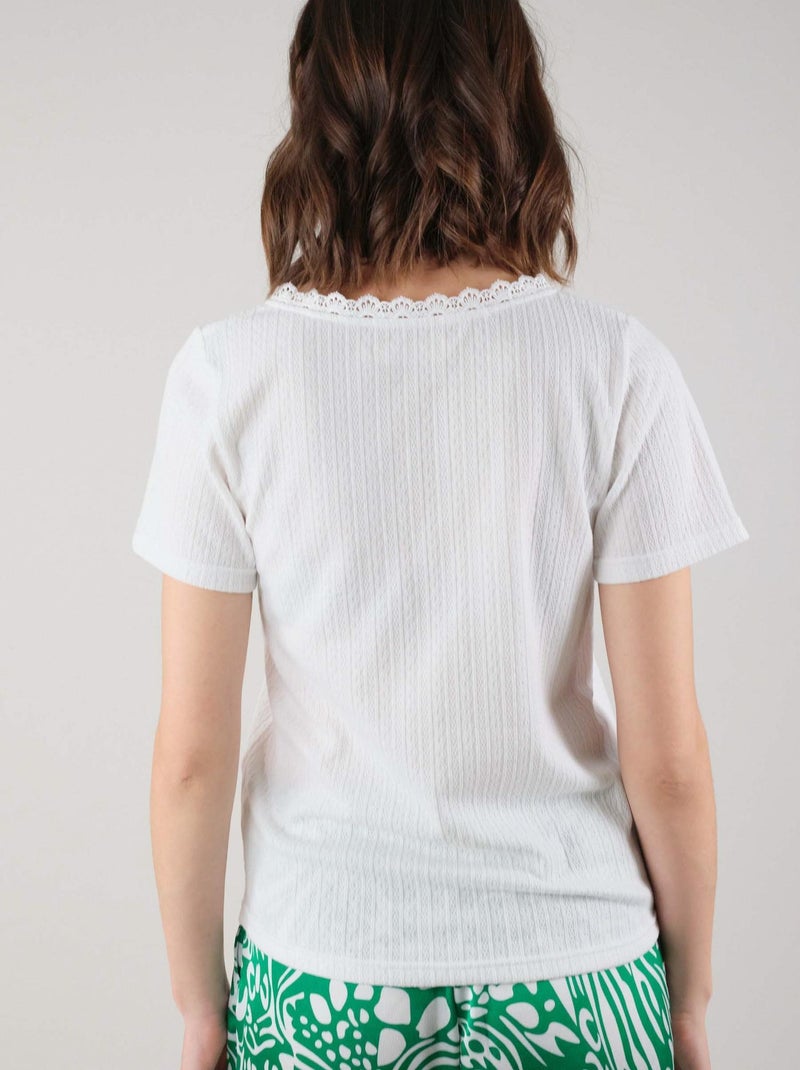 T-shirt pour femme en maille jacquard 'Deeluxe' Blanc - Kiabi