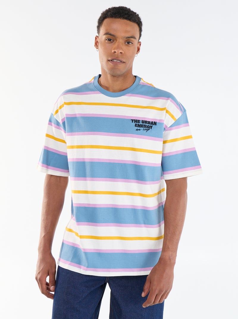 T-shirt pour homme à col rond en jersey fantaisie Bleu - Kiabi