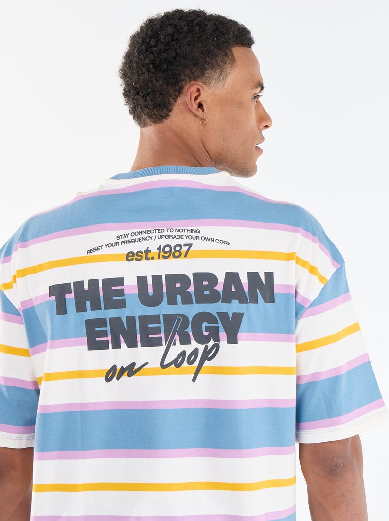 T-shirt pour homme à col rond en jersey fantaisie Bleu - Kiabi