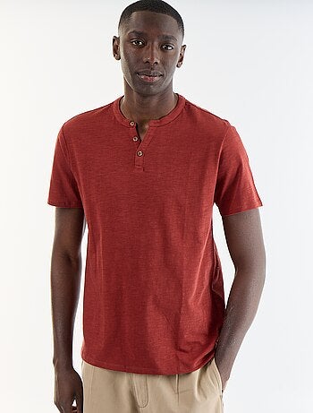 T-shirt homme uni à col tunisien