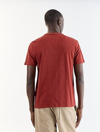 T-shirt homme uni à col tunisien