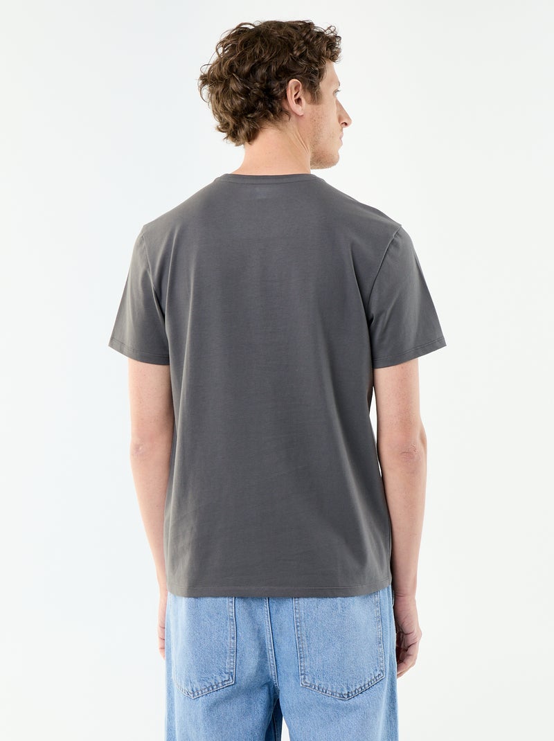 T-shirt pour homme en coton uni à col rond Gris - Kiabi