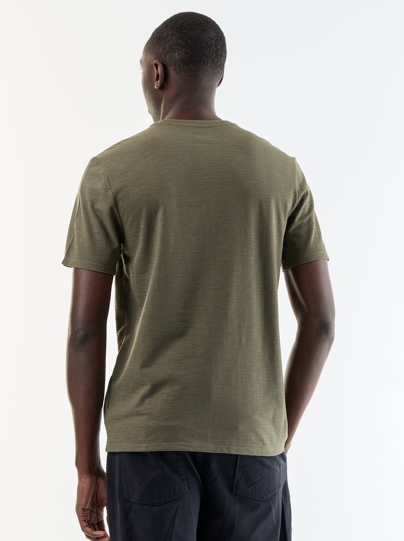 T-shirt pour homme uni à col rond Kaki - Kiabi