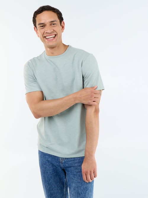 T-shirt pour homme uni à col rond - Kiabi