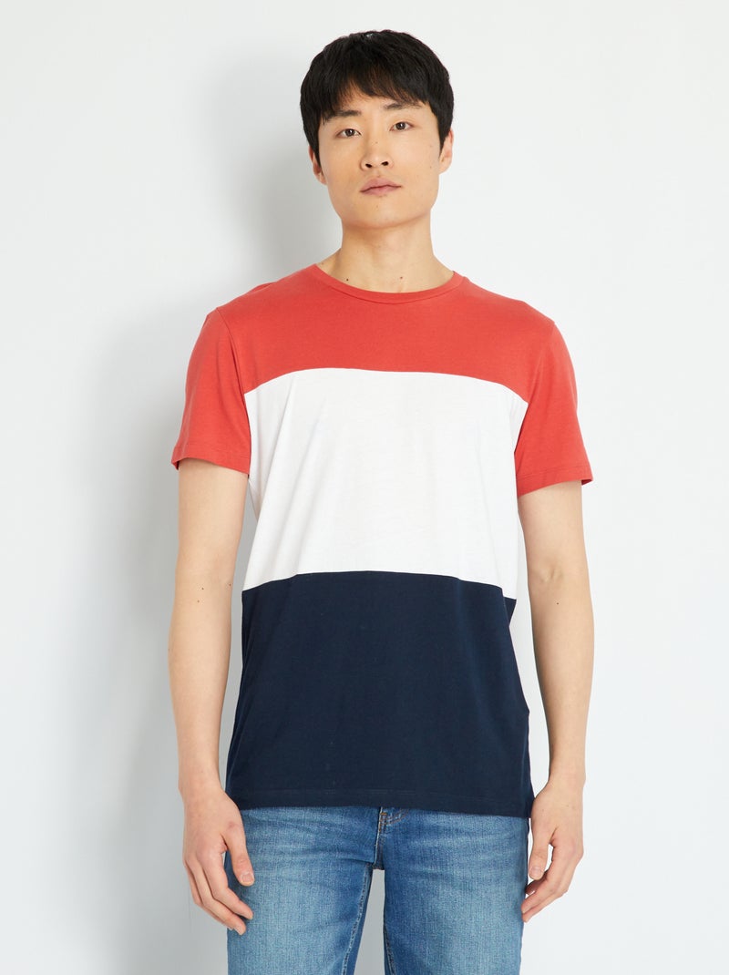 T-shirt 'Produkt' color-block en jersey Rouge - Kiabi